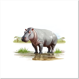 River Hippopotamus Posters and Art